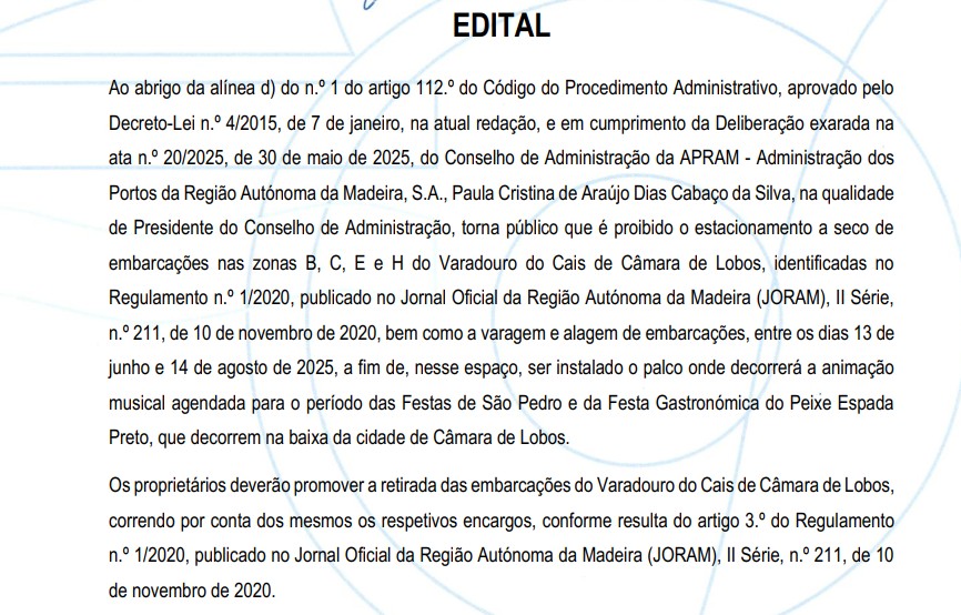Edital - Festas de São Pedro