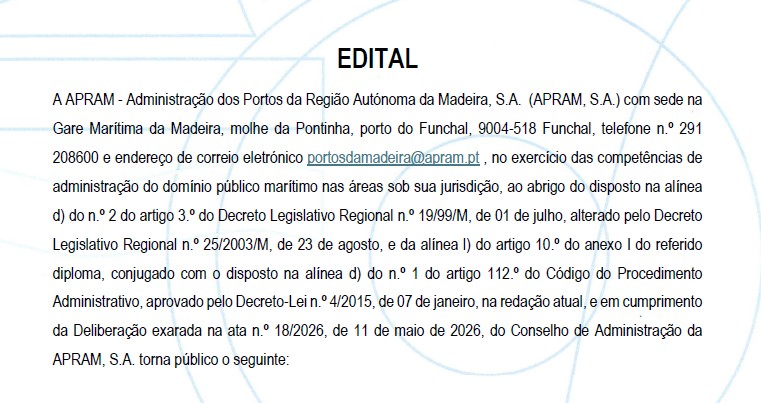 EDITAL - Remoção de embarcações do Centro Náutico de São Lázaro
